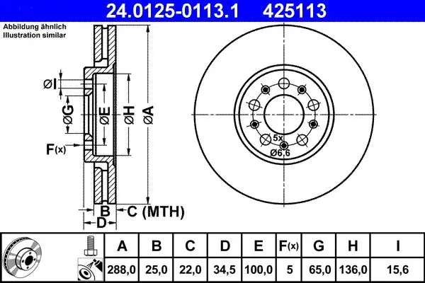 Disc frana ATE 24.0125-0113.1