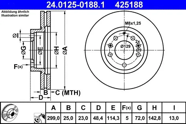 Disc frana ATE 24.0125-0188.1