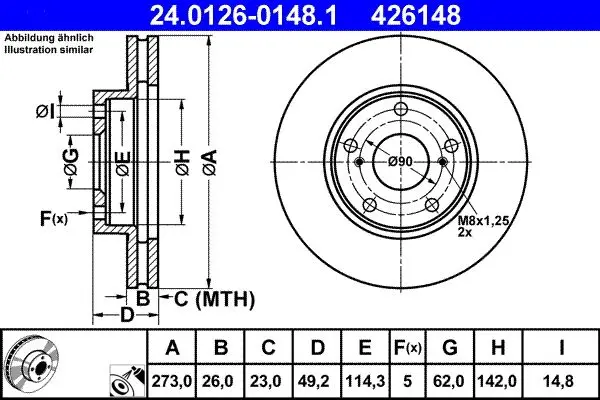Disc frana ATE 24.0126-0148.1