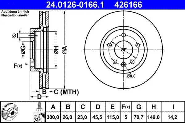 Disc frana ATE 24.0126-0166.1