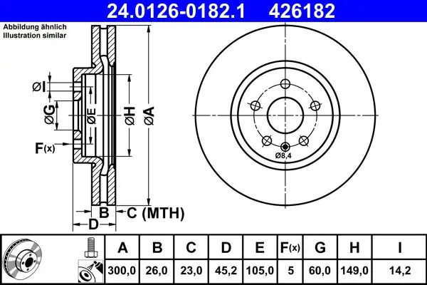Disc frana ATE 24.0126-0182.1