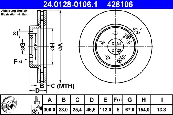 Disc frana ATE 24.0128-0106.1