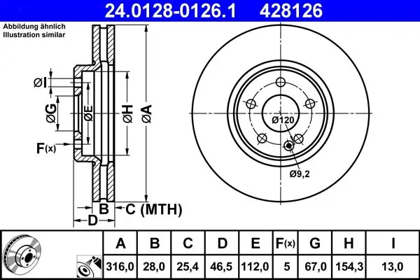 Disc frana ATE 24.0128-0126.1