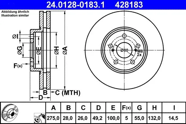 Disc frana ATE 24.0128-0183.1