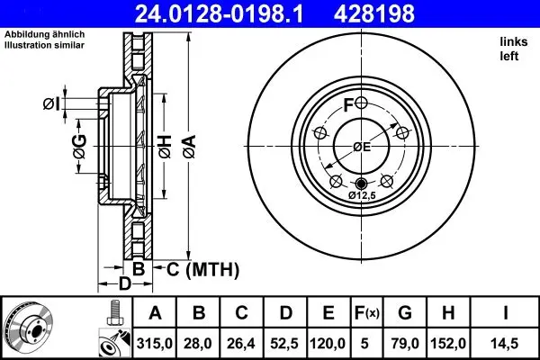 Disc frana ATE 24.0128-0198.1