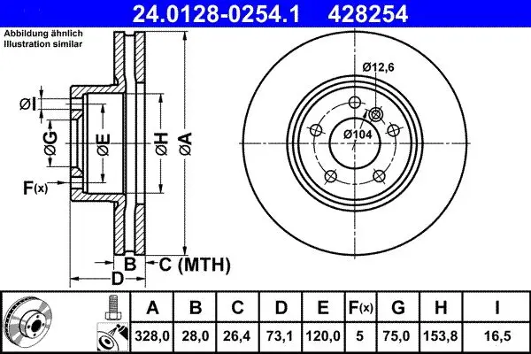Disc frana ATE 24.0128-0254.1