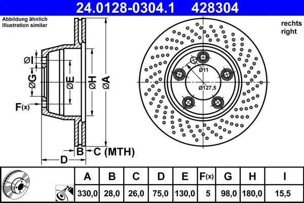 Disc frana ATE 24.0128-0304.1