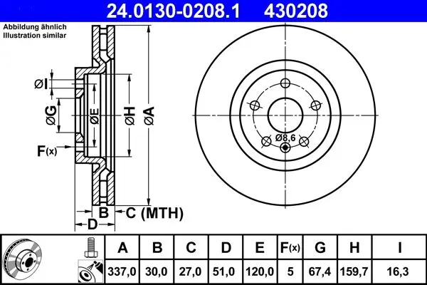 Disc frana ATE 24.0130-0208.1