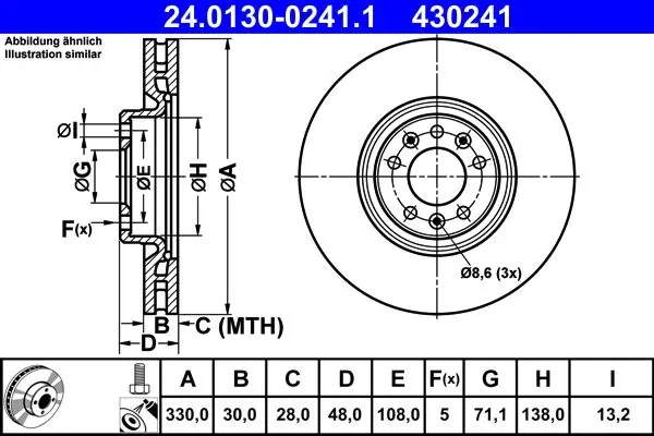 Disc frana ATE 24.0130-0241.1