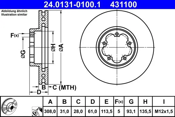 Disc frana ATE 24.0131-0100.1