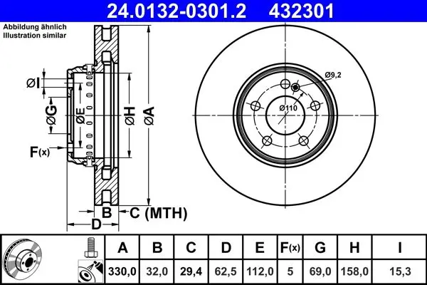 Disc frana ATE 24.0132-0301.2