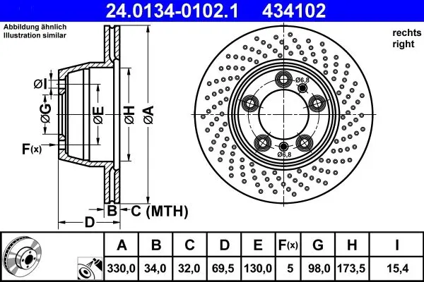 Disc frana ATE 24.0134-0102.1