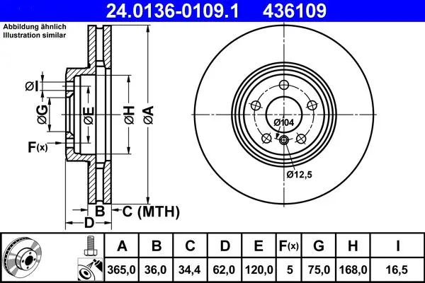 Disc frana ATE 24.0136-0109.1