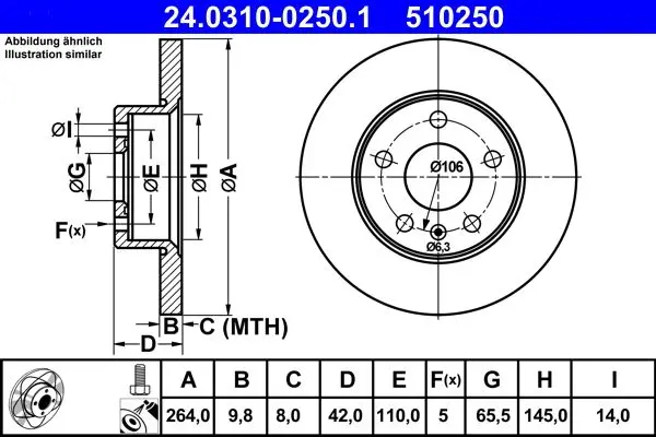 Disc frana ATE PowerDisc 24.0310-0250.1