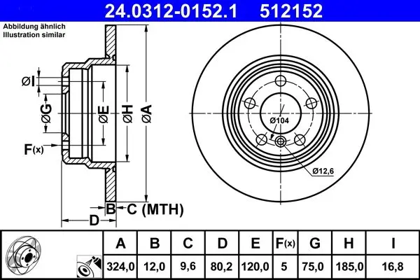 Disc frana ATE PowerDisc 24.0312-0152.1