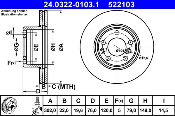 Disc frana ATE PowerDisc 24.0322-0103.1