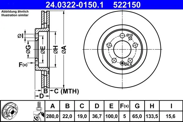 Disc frana ATE PowerDisc 24.0322-0150.1