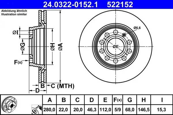 Disc frana ATE PowerDisc 24.0322-0152.1