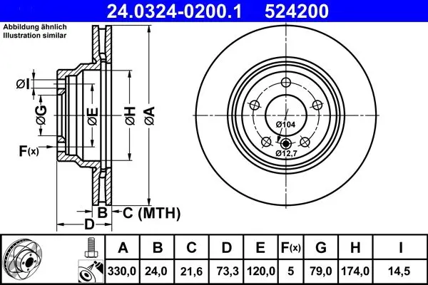 Disc frana ATE PowerDisc 24.0324-0200.1