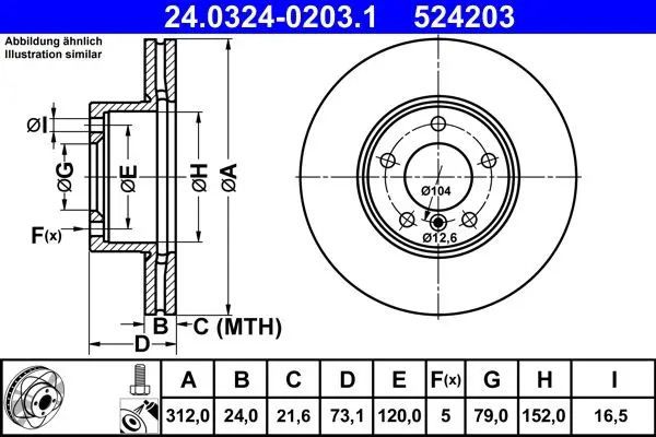 Disc frana ATE PowerDisc 24.0324-0203.1