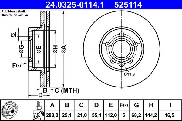 Disc frana ATE PowerDisc 24.0325-0114.1
