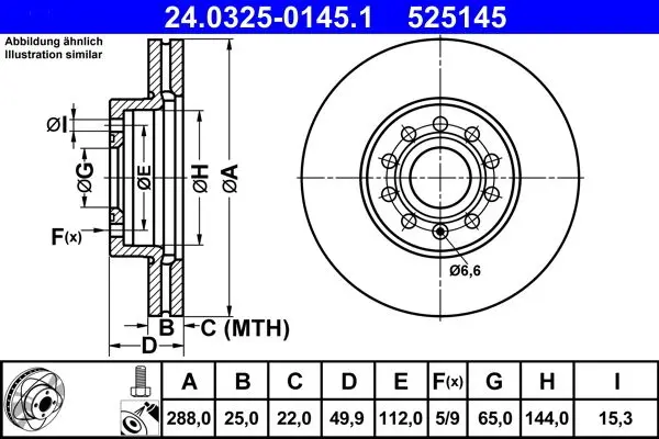 Disc frana ATE PowerDisc 24.0325-0145.1