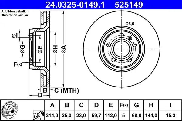 Disc frana ATE PowerDisc 24.0325-0149.1