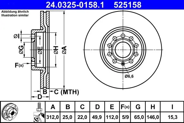 Disc frana ATE PowerDisc 24.0325-0158.1