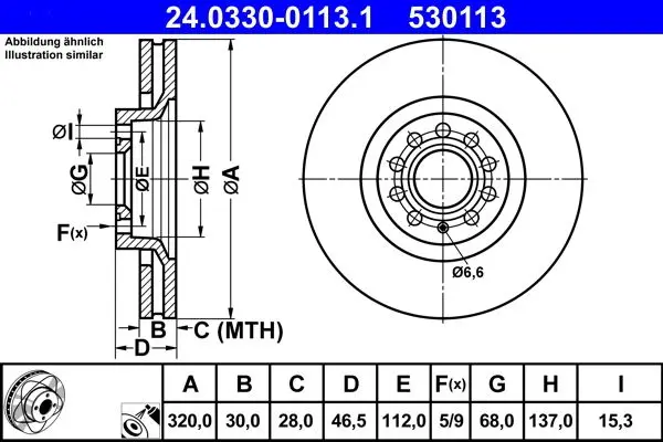 Disc frana ATE PowerDisc 24.0330-0113.1
