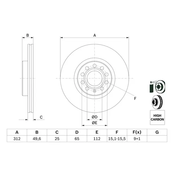 Disc frana BOSCH 0 986 479 058