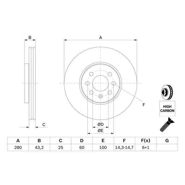 Disc frana BOSCH 0 986 479 B68