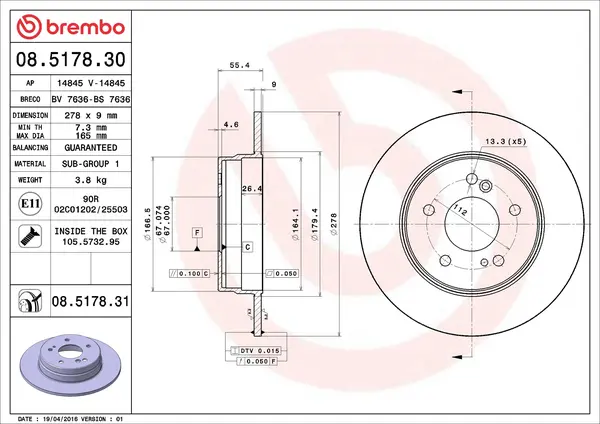 Disc frana BREMBO 08.5178.31