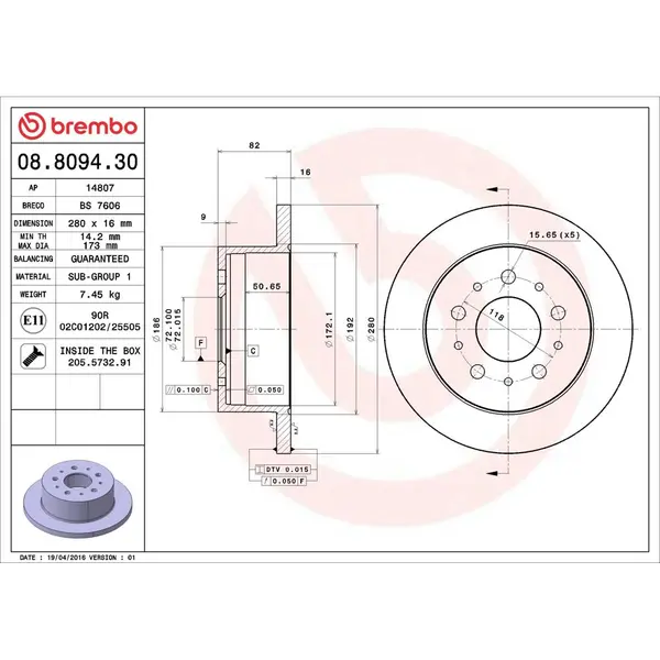 Disc frana BREMBO 08.8094.30