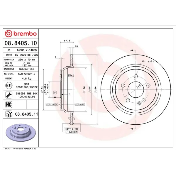 Disc frana BREMBO 08.8405.11