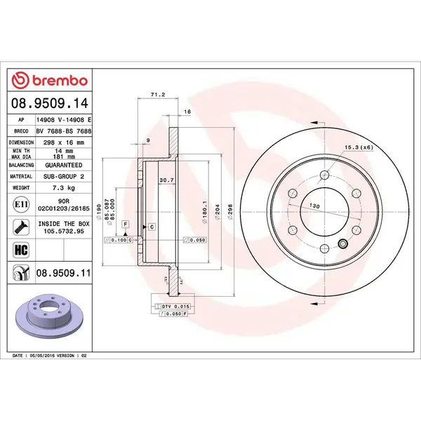 Disc frana BREMBO 08.9509.11