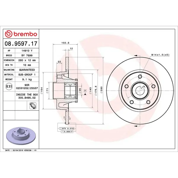 Disc frana BREMBO 08.9597.17