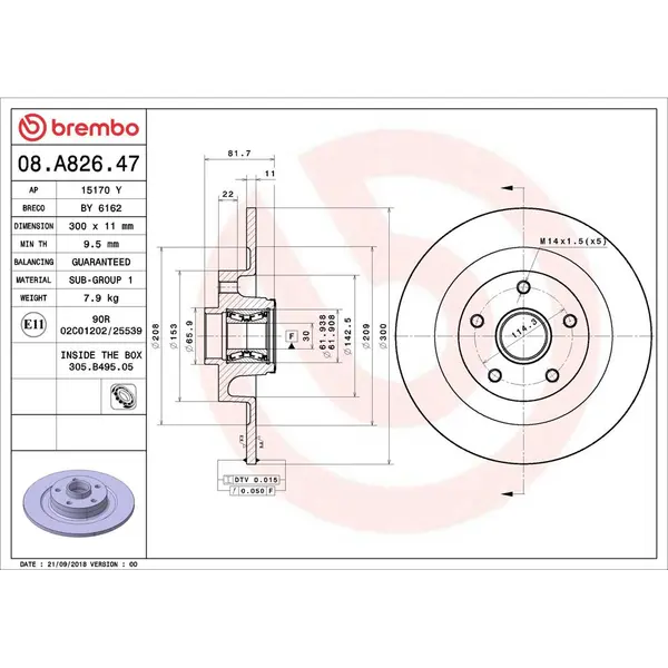 Disc frana BREMBO 08.A826.47