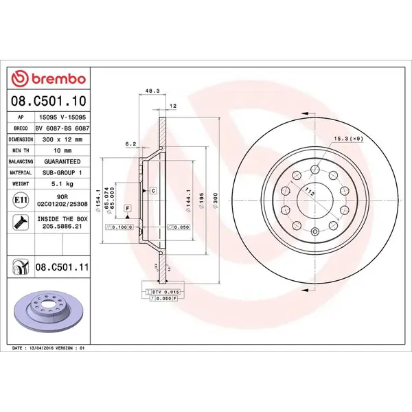 Disc frana BREMBO 08.C501.11