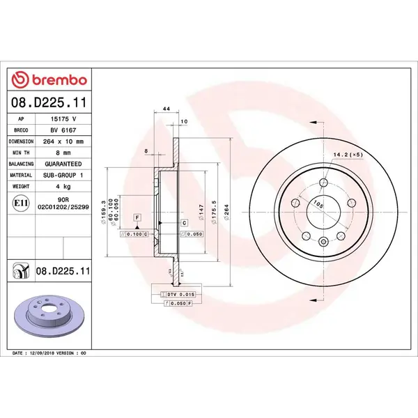 Disc frana BREMBO 08.D225.11