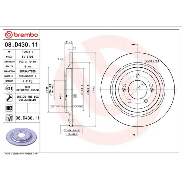 Disc frana BREMBO 08.D430.11