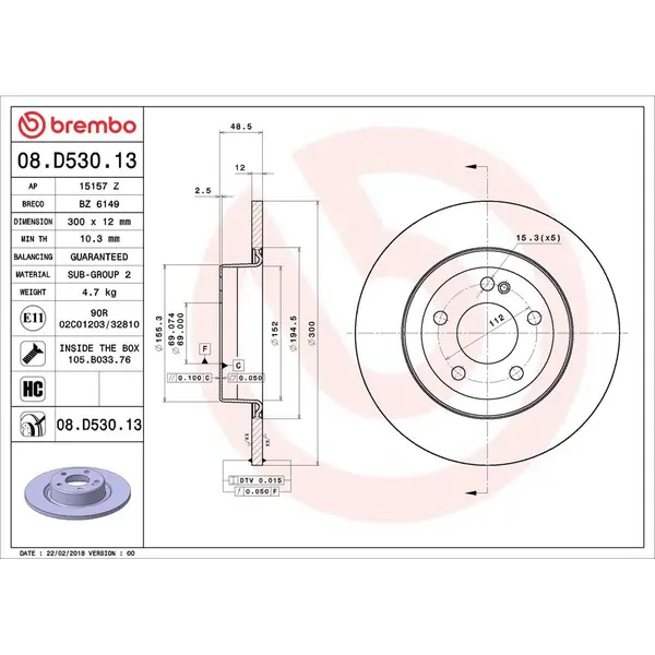 Disc frana BREMBO 08.D530.13