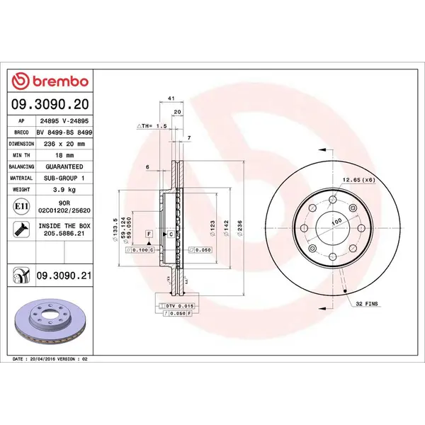 Disc frana BREMBO 09.3090.21