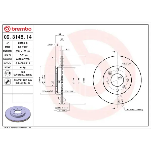 Disc frana BREMBO 09.3148.14