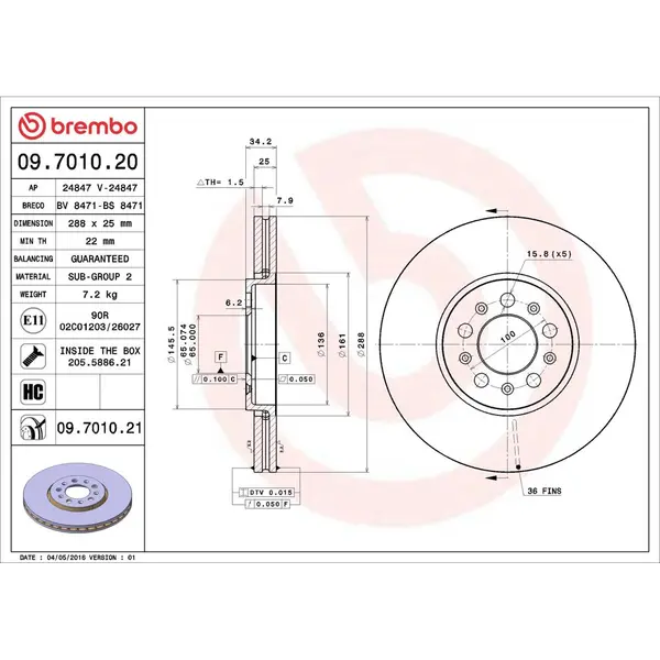Disc frana BREMBO 09.7010.21