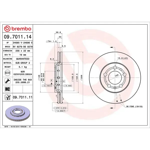 Disc frana BREMBO 09.7011.11