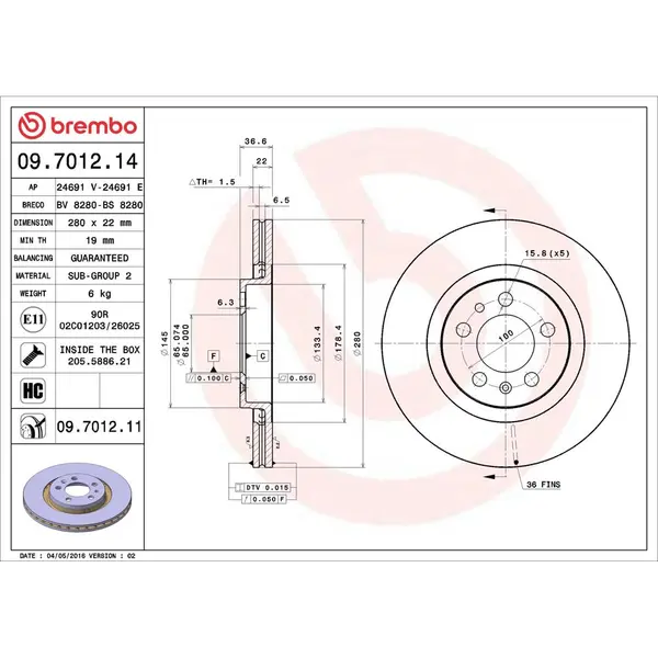 Disc frana BREMBO 09.7012.11