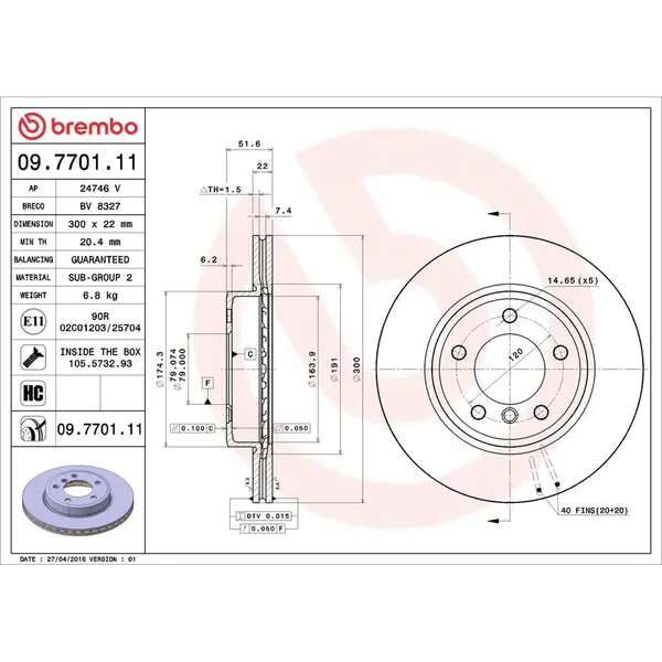 Disc frana BREMBO 09.7701.11