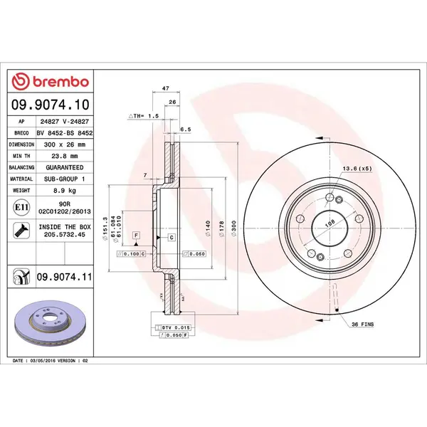 Disc frana BREMBO 09.9074.11