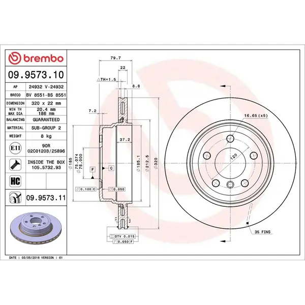Disc frana BREMBO 09.9573.11