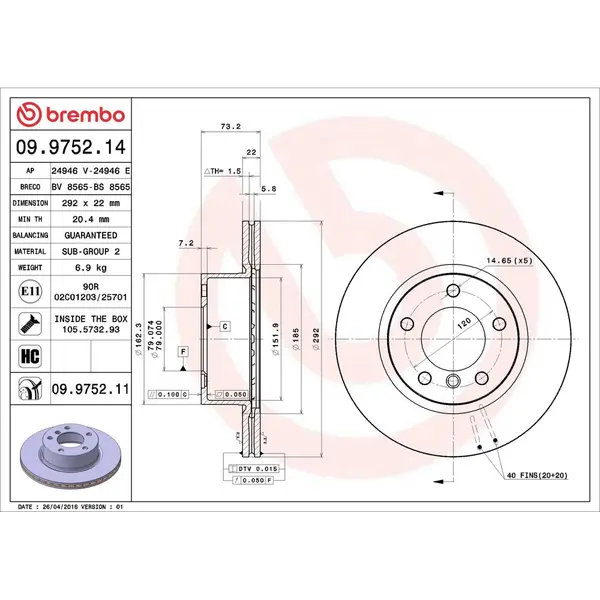 Disc frana BREMBO 09.9752.11